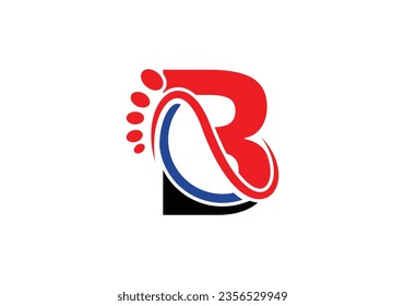Plantilla vectorial de diseño de logotipo de pie de letra B. 