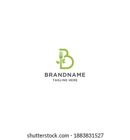 Letter B with fork and leaf logo icon design template