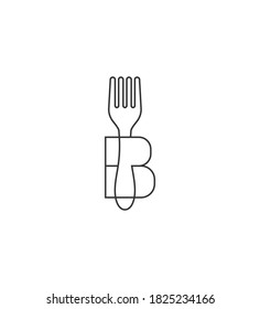 Letra B con el concepto de diseño de símbolo de símbolo de símbolo del logotipo del tenedor. Ideal para el restaurante, cafetería, cocina, logotipo de restauración. Ilustración del vector objeto aislado en fondo blanco