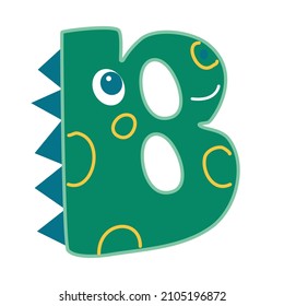 The letter B in the form of a dinosaur. A stylized element for children.
