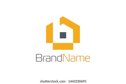 Letter B formed house symbol in yellow color