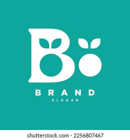 Letter B fresh fruit with leaf logo design