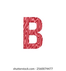 Letter B from fresh raw meat with marble. Vector latin meat alphabet.  Red tenderloin beef meat font for restaurants, butcher shop, farmers market.