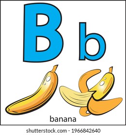 Letter B Fruit Banana Color Alphabet Stock Vector (Royalty Free) 1966842640