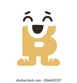 Letter b funny character in sneakers isolated on white background