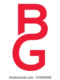 Letter B and Letter G Vector Illustration. A Bold Red Icon