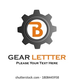 Letter b  gear logo design template illustration.