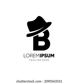 Letter B Gentlemen Hat Logo Design Vector Icon Graphic Emblem Illustration
