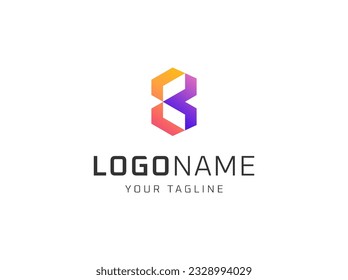 Letter B geometric logo design vector template