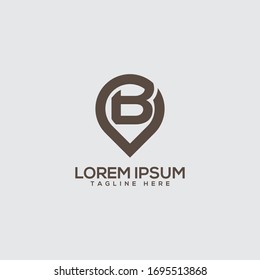 Letter B geotag or location logo icon design template elements