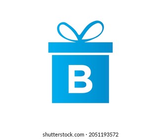 Letter B Gift Box Shape Logo. Colorful Gift Logo Template On B Letter. Giftbox Package Store, Shop Icon Design