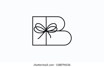 Letter B With Gift Vector Royalty Logo Design Inspirations