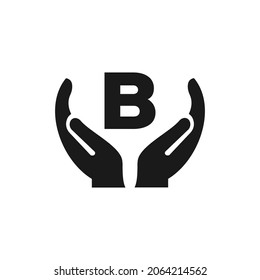 Letter B giving hand logo design. Hand logo design On Letter B vector template