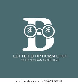 Letter B Glasses Equipment Simple and Minimalist Logo Template on Green Background for Optician and Ophthalmologists Clinic - Flat Modern Isolated Symbol