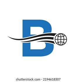 Letter B Global Logo Combined With Global Icon, Earth Sign For Business and Technology Identity Template