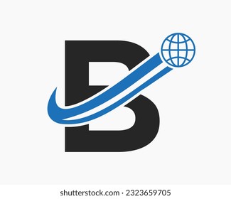 Letter B Global Logo Design. World Logotype Symbol Vector Template