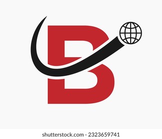 Letter B Global Logo Design. World Logotype Symbol Vector Template