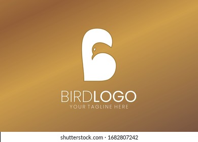 Letra B, logo simple y limpio de ave dorada