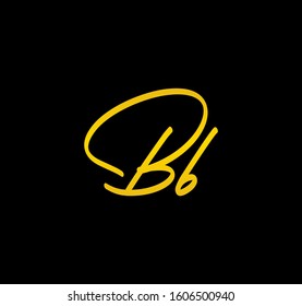 Letter B Gold Cursive Alphabet Handwritten Signature Calligraphy