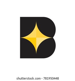 letter b and golden light symbol logo vector