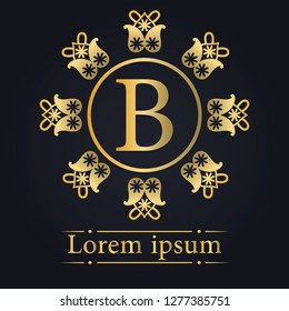 Letter B Golden Monogram 