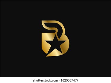 Letter B Golden Star Minimalist Logo