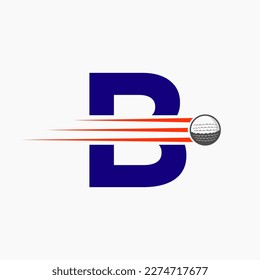 Letter B Golf Logo Design. Initial Hockey Sport Academy Sign, Club Symbol