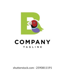 Letter B Gouldian finch Logo Icon Vector