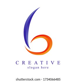 Letter B gradient 3d icon logo vector element