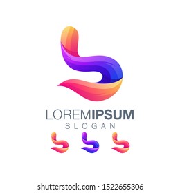 letter b gradient color logo design