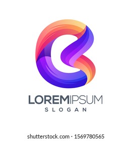 letter B gradient color logo design