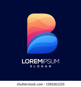letter B gradient color logo design