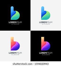 letter b gradient color logo design