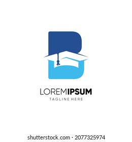 Letter B Graduation Hat Education Logo Design Graphic Icon Emblem Illustration