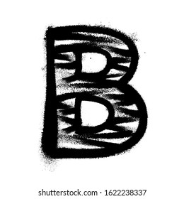 Letter B. Graffiti alphabet with spray lines and overspray. Vector illustration