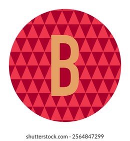 Letter B graphic in a green triangle-patterned circle with gold accents, creating a minimalist and elegant design. Perfect for graphic decorations or various creative design projects.