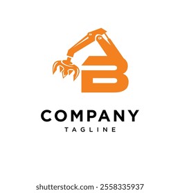 Letter B Grapple Excavator Logo Icon Vector