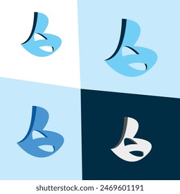 Letter B with greek letter Theta 3d Logo design idea - Creative Letter B Logo design and symbol
