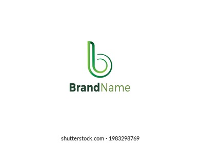 Letter b green 3d natural business logo