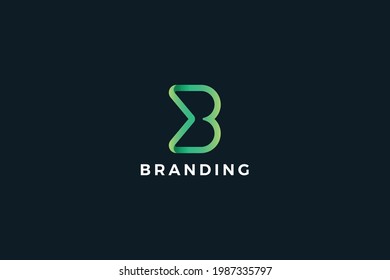 Letter B green color 3d business logo
