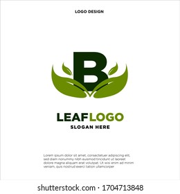 Buchstabe B Grünes Leaf-Logo-Design-Element, Buchstabe B, ursprüngliche Logo-Vorlage