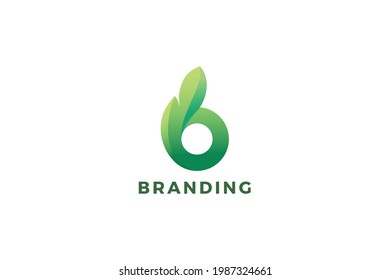 Letter B green leaf natural care environmental logo
