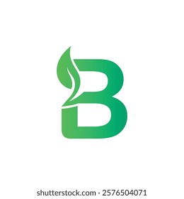 Letter B green leaf organic logo