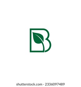 letter B and green leaf vector illustration for icon, symbol or logo. suitable for natural product logo. letter B initial logo