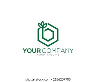 Letter B Green Nature Leaf Round Logo Icon Design Template Vector.