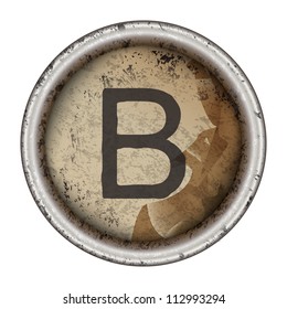 Letter B grunge typewriter key