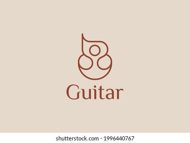 Letter B Guitar style logo design
