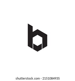 Letter b and h hexagon symbol simple logo vector