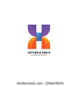 letter b and h logo design gradient colorful symbol