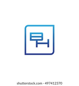 The letter B and H Monogram With Frame Square. Logo Design Template Blue